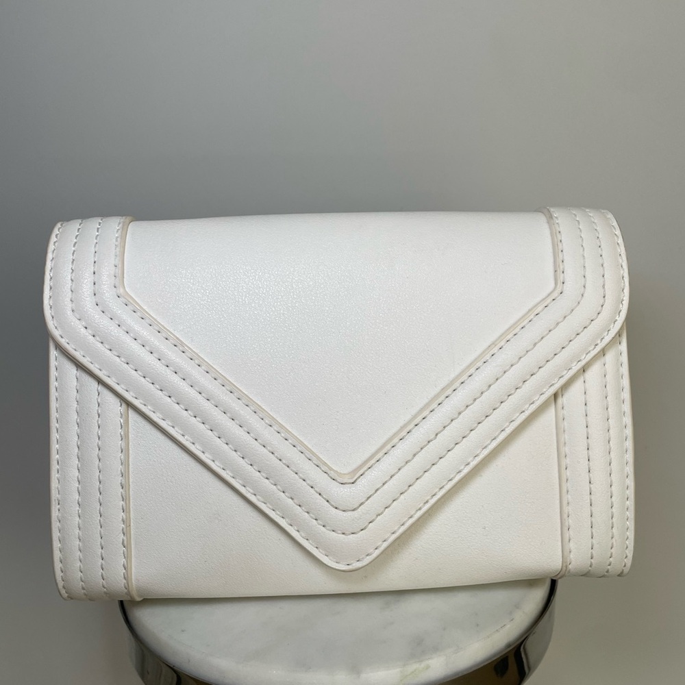 Aldo Leather Envelope Flap Clutch White